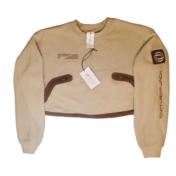 Travis Scott Nike x CACTUS CORP Women's Soft Cropped Pullover Crew Sweatshirt Si - Picture 4 of 15